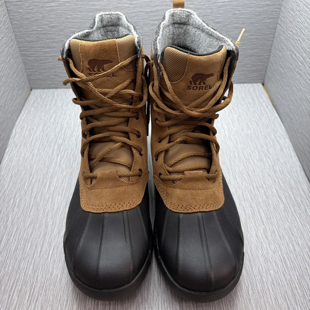 Sorel Buxton Lite Waterproof Duck Boots Men's 12 Brown Black Winter Snow